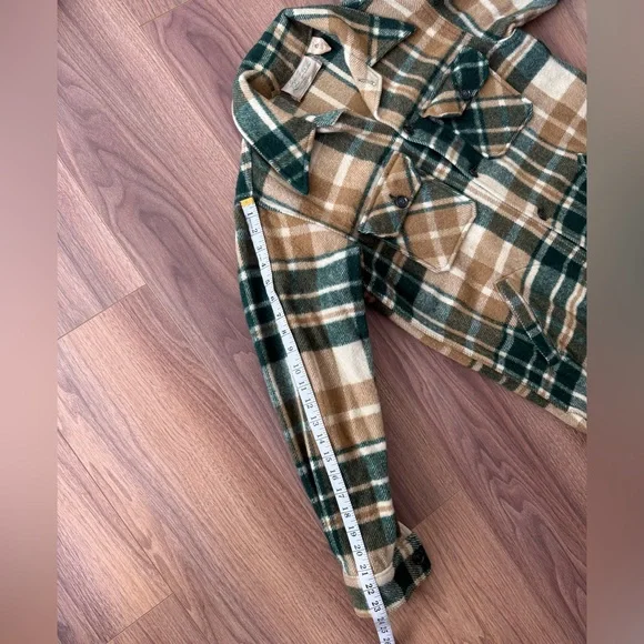 Vintage 60’s Men’s M L.L. Bean Wool Plaid Shirt Jacket Freeport Maine Tan Green - Picture 14 of 16
